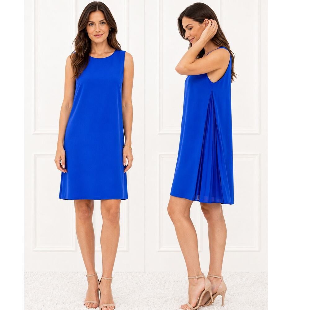 NWT DKNY Pleated Side Cobalt Blue Shift Dress